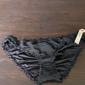 Victoria's Secret Black Ruffled Cheeky Bikini Bottoms